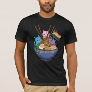 Rainbow Flag Cats Ramen Anime Gay Pride Monat LGBT T-Shirt