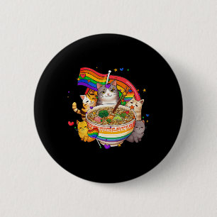 Rainbow Flag Cats Ramen Anime Gay Pride Monatsblen Button