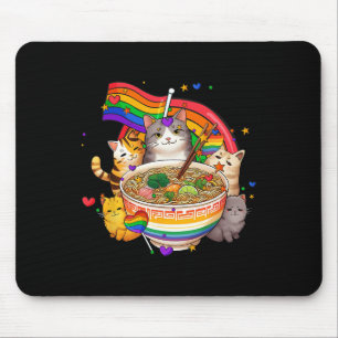 Rainbow Flag Cats Ramen Anime Gay Pride Monatsblen Mousepad