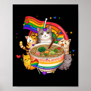 Rainbow Flag Cats Ramen Anime Gay Pride Monatsblen Poster