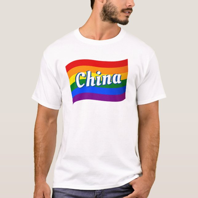 Rainbow Flag China Chinesischer Gay Pride LGBT LGB T-Shirt (Vorderseite)