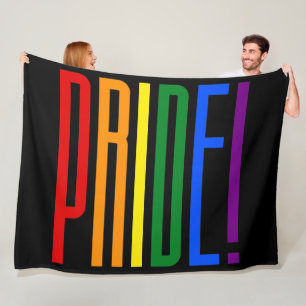 Rainbow Flag Colors Typografy LGBT Gay Pride Fleecedecke