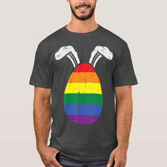 Rainbow Flag Egg Bunny Oars Gay Pride Osterfeier L T-Shirt (Vorderseite)