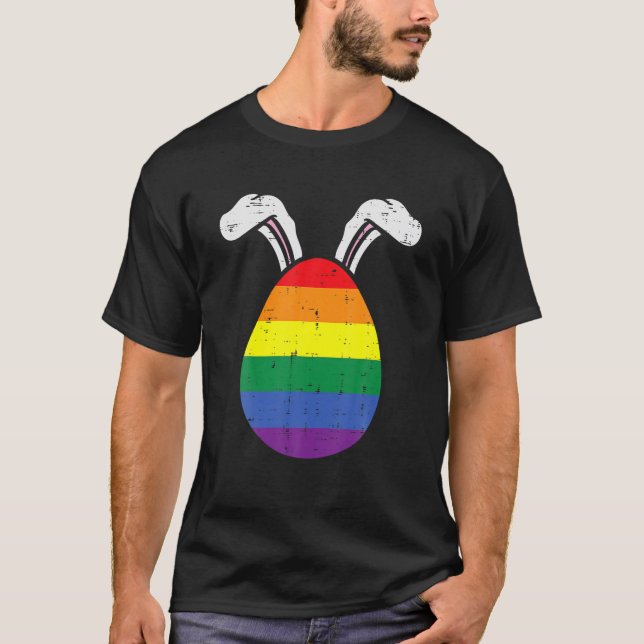 Rainbow Flag Ei Bunny Oars Gay Pride OsterlGBT T-Shirt (Vorderseite)