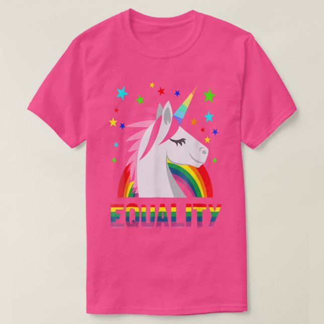 Rainbow Flag Einhorn Stars LGBT Gay  T-Shirt (Design vorne)