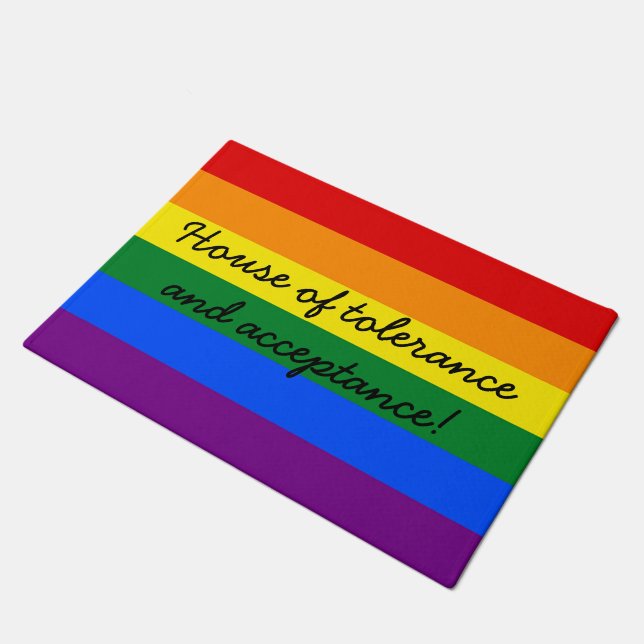 RAINBOW FLAG FLAG FARBEN + Ihre Ideen Fußmatte (Schrägansicht)