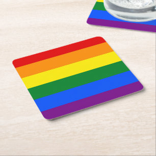 RAINBOW FLAG FLAG FARBEN + Ihre Ideen Rechteckiger Pappuntersetzer