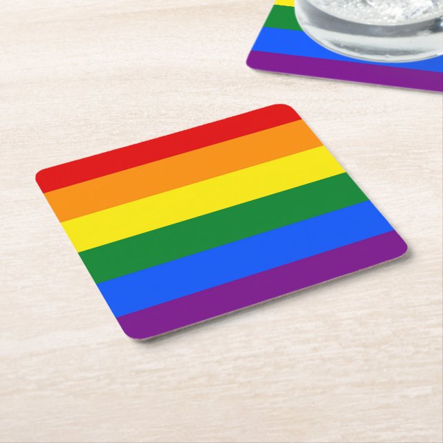 RAINBOW FLAG FLAG FARBEN + Ihre Ideen Rechteckiger Pappuntersetzer (angewinkelt)