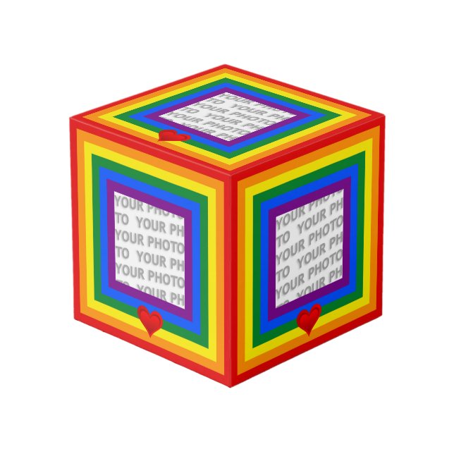 RAINBOW FLAG FLAG FARBEN mit Herz + Ihre Ideen Würfel (Vorderseite Schrägansicht)