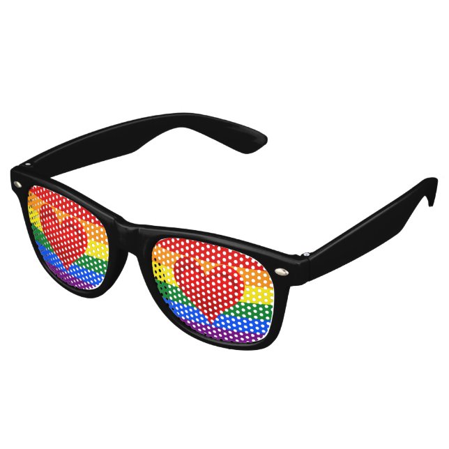 RAINBOW FLAG FLAG FARBEN & rotes Herz + Ihre Ideen Partybrille (Schrägansicht)