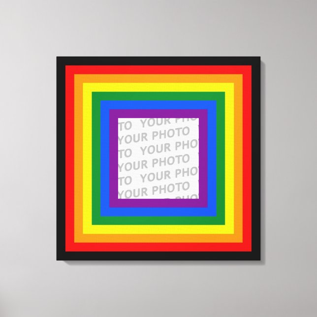 RAINBOW FLAG FRAME + Ihr Zeichen oder Bild Leinwanddruck (Vorderseite)