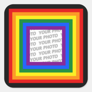 RAINBOW FLAG FRAME + Ihr Zeichen oder Bild Quadratischer Aufkleber