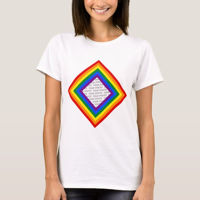 RAINBOW FLAG FRAME + Ihr Zeichen oder Bild T-Shirt (Vorderseite)