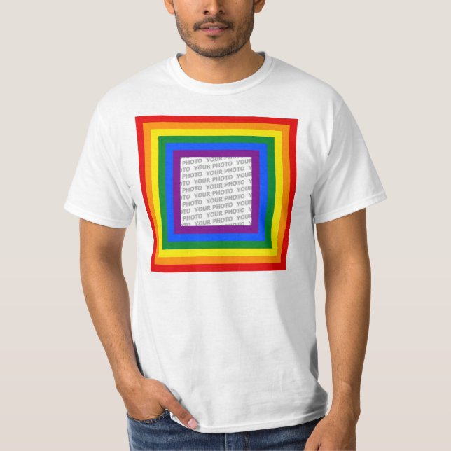 RAINBOW FLAG FRAME + Ihr Zeichen oder Bild T-Shirt (Vorderseite)