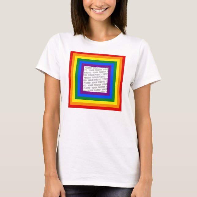 RAINBOW FLAG FRAME + Ihr Zeichen oder Bild T-Shirt (Vorderseite)