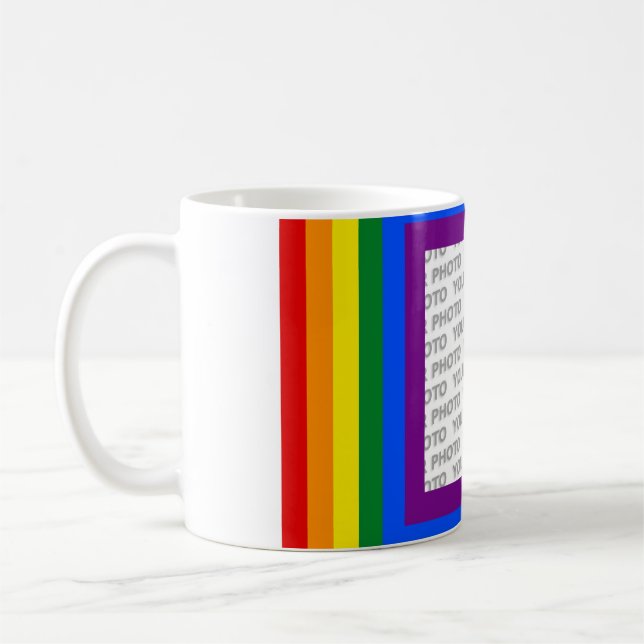 RAINBOW FLAG FRAME + Ihr Zeichen oder Bild Tasse (Links)