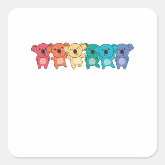 Rainbow Flag Gay Pride Lgbtq Koala Niedlich Koalas Quadratischer Aufkleber