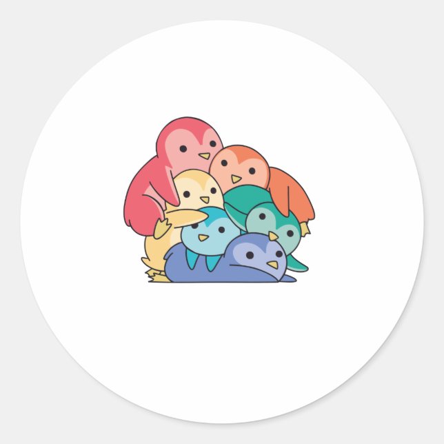 Rainbow Flag Gay Pride Lgbtq Penguin Niedlicher Pi Runder Aufkleber (Vorderseite)