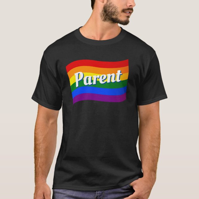 Rainbow Flag Gay Vater Lesbian Mama homosexuelle E T-Shirt (Vorderseite)