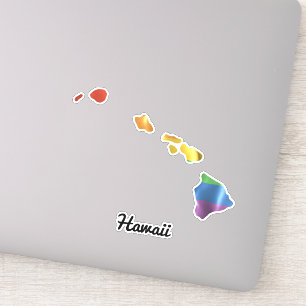 Rainbow Flag Hawaii HI Staat Kontur Aufkleber