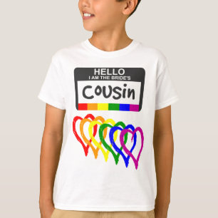 Rainbow Flag Hearts Bridge Cousin Name Abzeichen T-Shirt