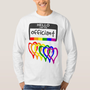 Rainbow Flag Hearts Wedding Officiel Name Abzeiche T-Shirt