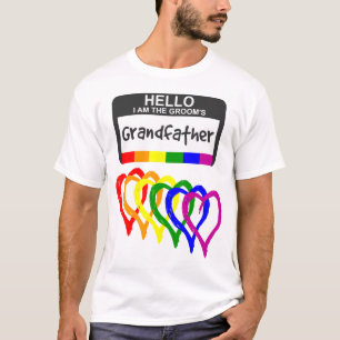 Rainbow Flag Herz Groom Großvater Name Abzeichen T-Shirt