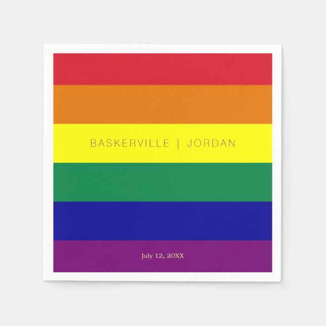 Rainbow-Flag-Hochzeit Serviette (Vorderseite)