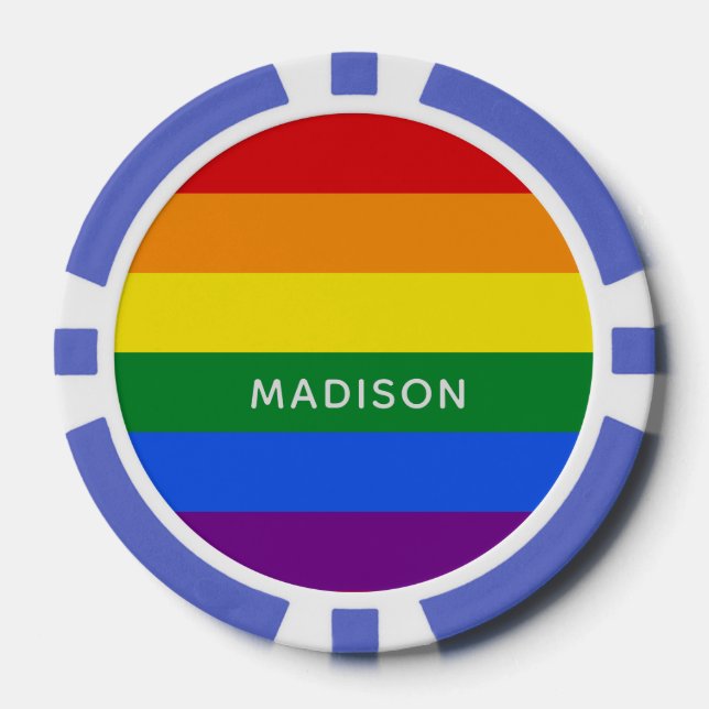 Rainbow Flag individuelle Name Poker Chips (Vorderseite)