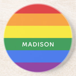 Rainbow Flag individuelle Name Sandstone Untersetz Getränkeuntersetzer