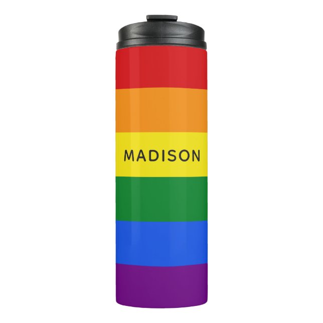 Rainbow Flag individuelle Name tummeln Thermosbecher (Vorderseite)