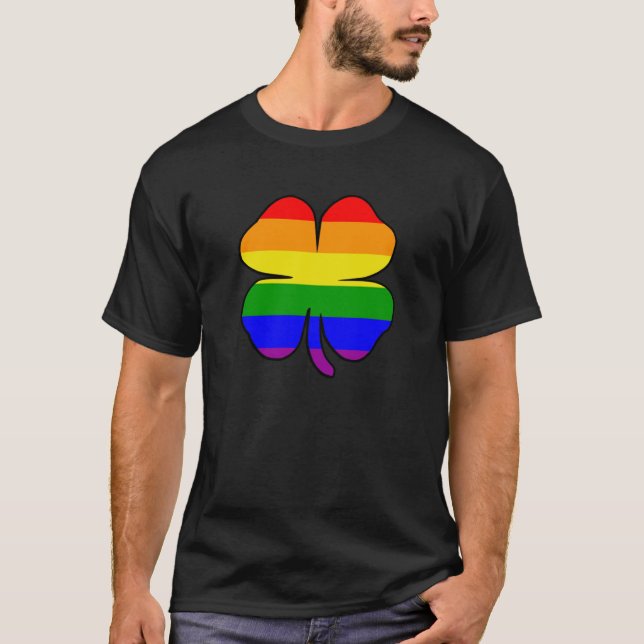 Rainbow Flag Kleeblatt Gay Pride T-Shirt (Vorderseite)