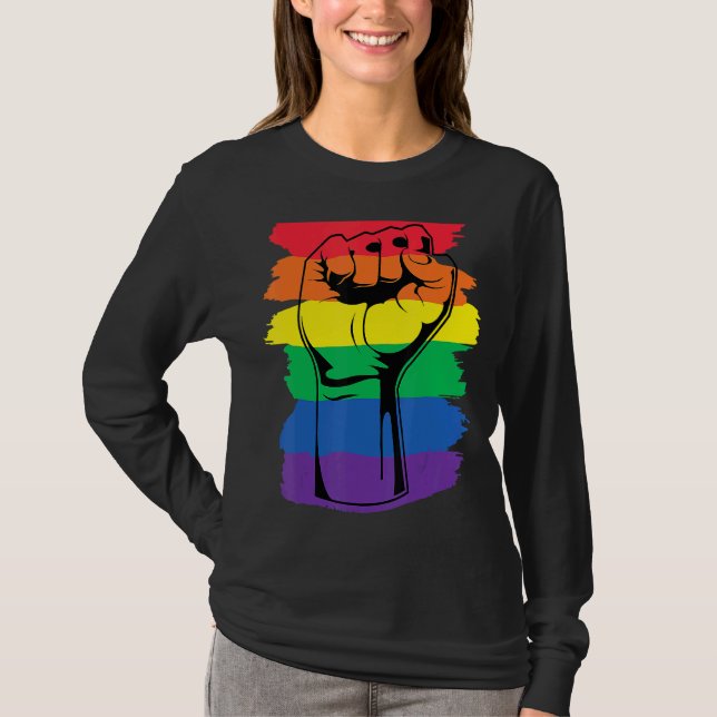 Rainbow Flag Lgbt Fist Lgbtq Gay Lesbian Transgend T-Shirt (Vorderseite)