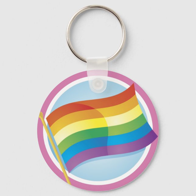 Rainbow Flag Logo Style Schlüsselanhänger (Vorderseite)