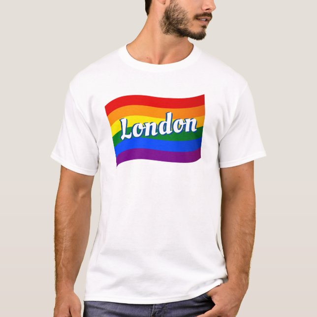 Rainbow Flag London England Gay Pride LGBT LGBTQ T-Shirt (Vorderseite)