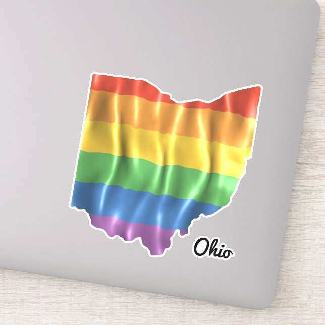 Rainbow Flag Ohio OH Staat Kontur Aufkleber (Detail)