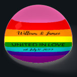 Rainbow Flag Original 8 Streifen LGBT Gay Marriage Briefbeschwerer<br><div class="desc">Paperweight,  Gay Marriage Rainbow Gay Pride LGBT Original 8 Streifen Flag Einziges Hochzeitsgeschenk mit individuellem Text: Einstimmig in Liebe,  Namenspapel hinzufügen,  Datum und Text Rainbow Gay Pride LGBT Original 8 Streifen Flag,  Original 8-Streifen Version von Gilbert Baker 1978,  Sie können alle Texte ändern oder löschen</div>
