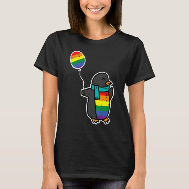 Rainbow Flag Penguin Cute Gay Pride Ally LGBTQ Mon T-Shirt (Vorderseite)