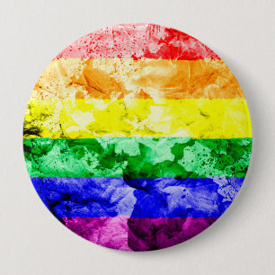 RAINBOW FLAG SQUARE WATERCOLOR BUTTON