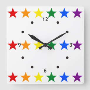 RAINBOW FLAG STARS + Es ist deine Zeit Quadratische Wanduhr