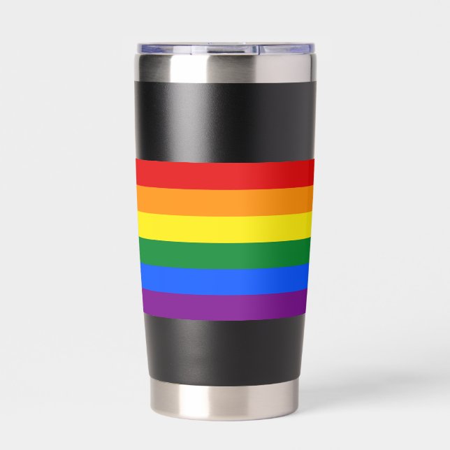RAINBOW FLAG - STREIFEN - LGBT-Farben Thermobecher (Vorderseite)