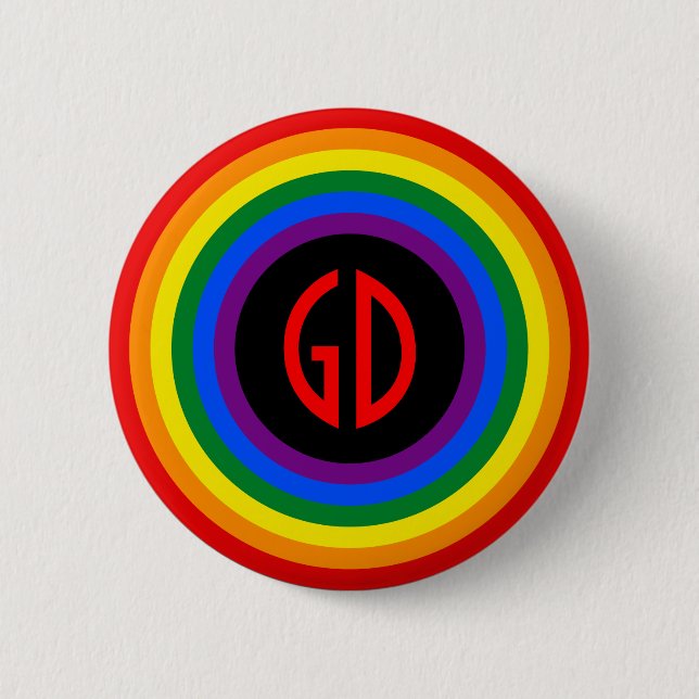 RAINBOW FLAG-TASTE + Ihr Zeichen oder Monogramm Button (Vorderseite)