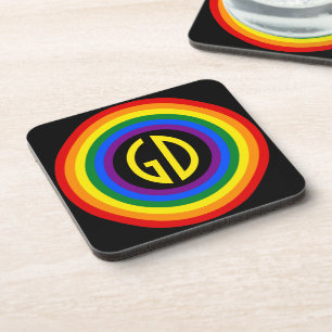 RAINBOW FLAG-TASTE + Ihr Zeichen oder Monogramm Getränkeuntersetzer