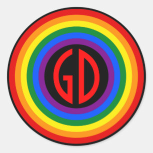 RAINBOW FLAG-TASTE + Ihr Zeichen oder Monogramm Runder Aufkleber
