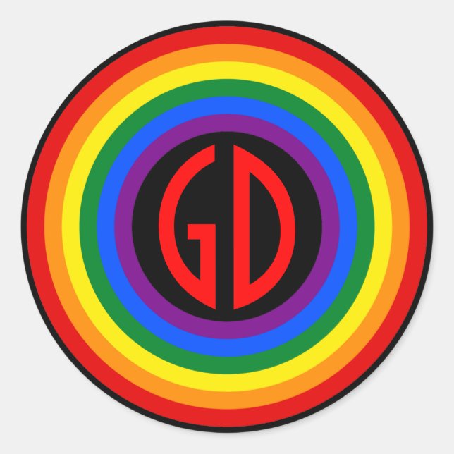 RAINBOW FLAG-TASTE + Ihr Zeichen oder Monogramm Runder Aufkleber (Vorderseite)