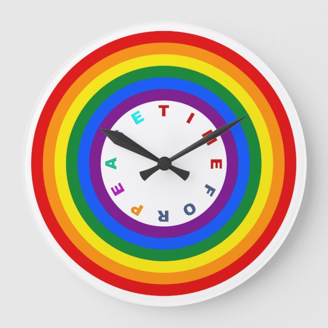 RAINBOW FLAG-TASTE + Ihr Zeichen oder Text Große Wanduhr (Vorderseite)