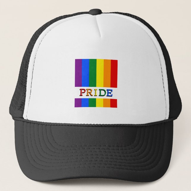 Rainbow Flag Trucker Hats & LGBT, Stolz Truckerkappe (Vorderseite)