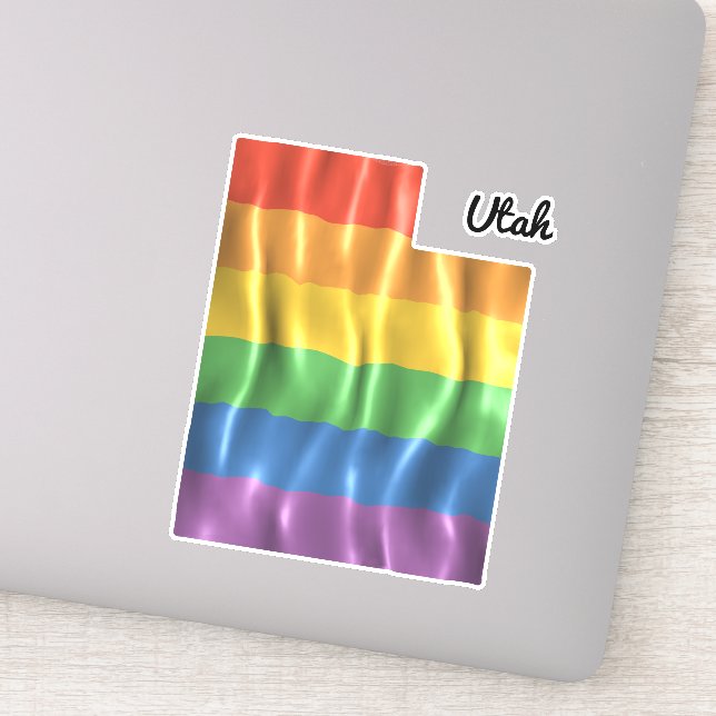 Rainbow Flag Utah UT Staat Kontur Aufkleber (Detail)