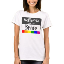 Rainbow Flag Wedding Hello Name Abzeichen für Brid