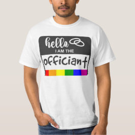 Rainbow Flag Wedding Hello Name Abzeichen Offizier T-Shirt